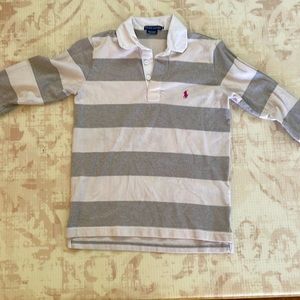 Medium long sleep Ralph Lauren rugby shirt grey and white